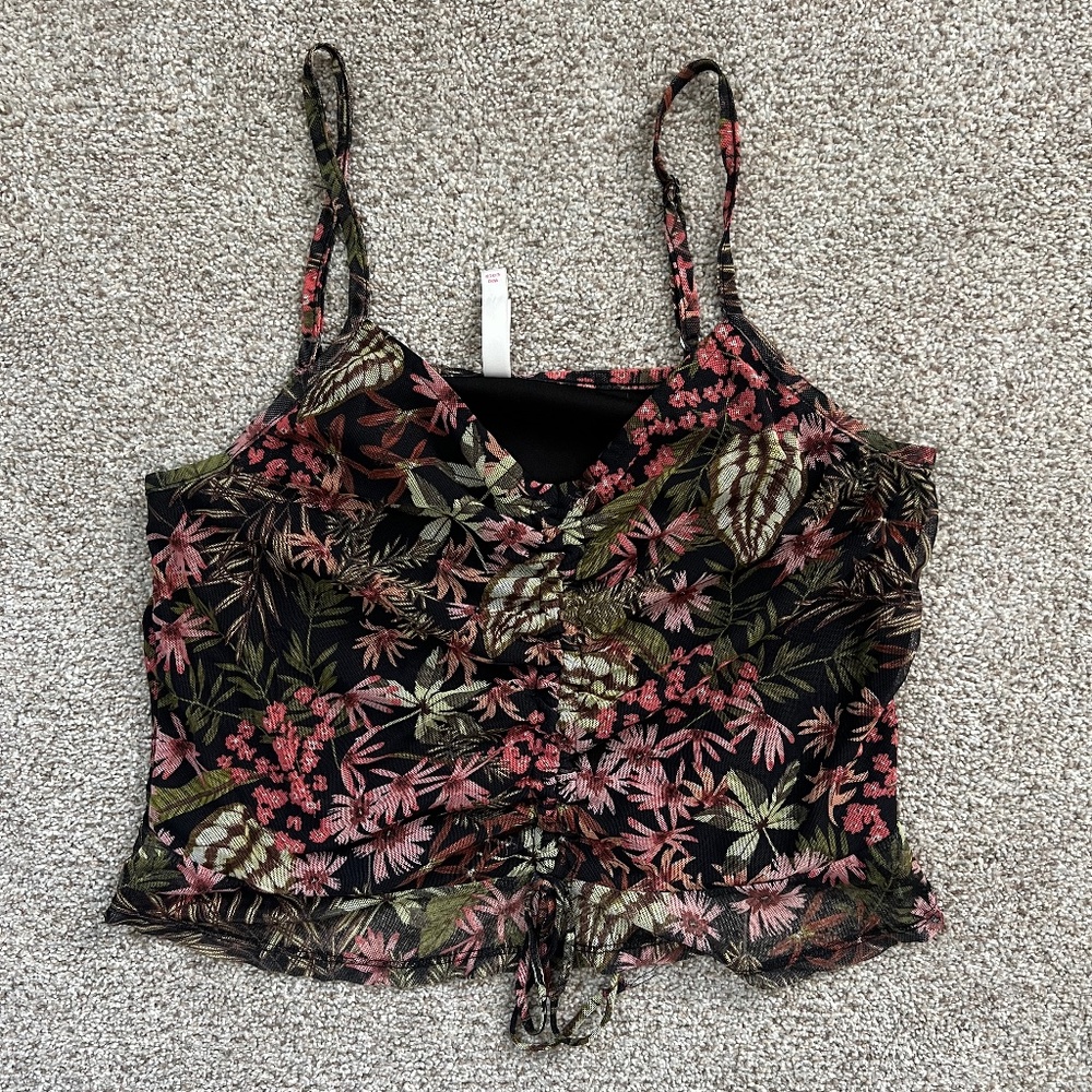 Tropical Print Crop Top